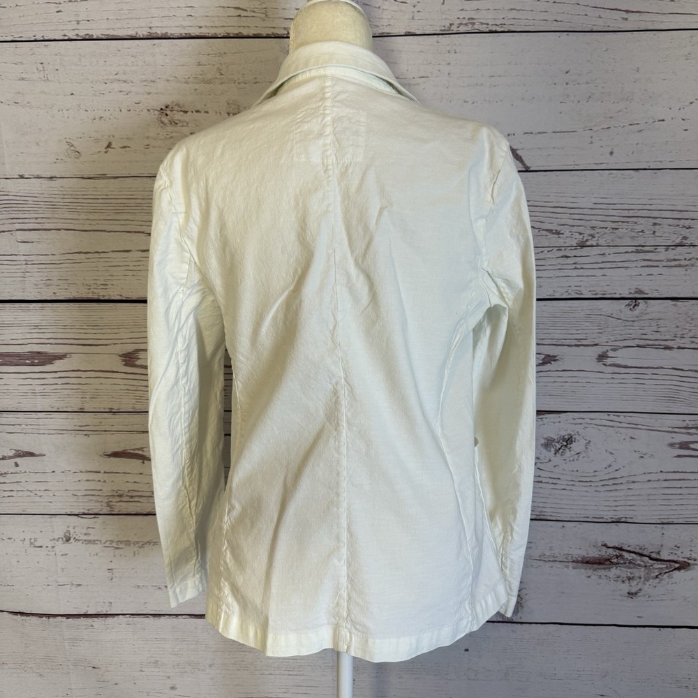 Frank Eileen Dublin Blazer Womens Size Large‎ White Open Front Linen Blend - Picture 2 of 9